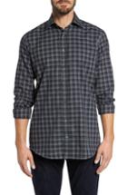 Men's Luciano Barbera Classic Fit Plaid Sport Shirt - Black