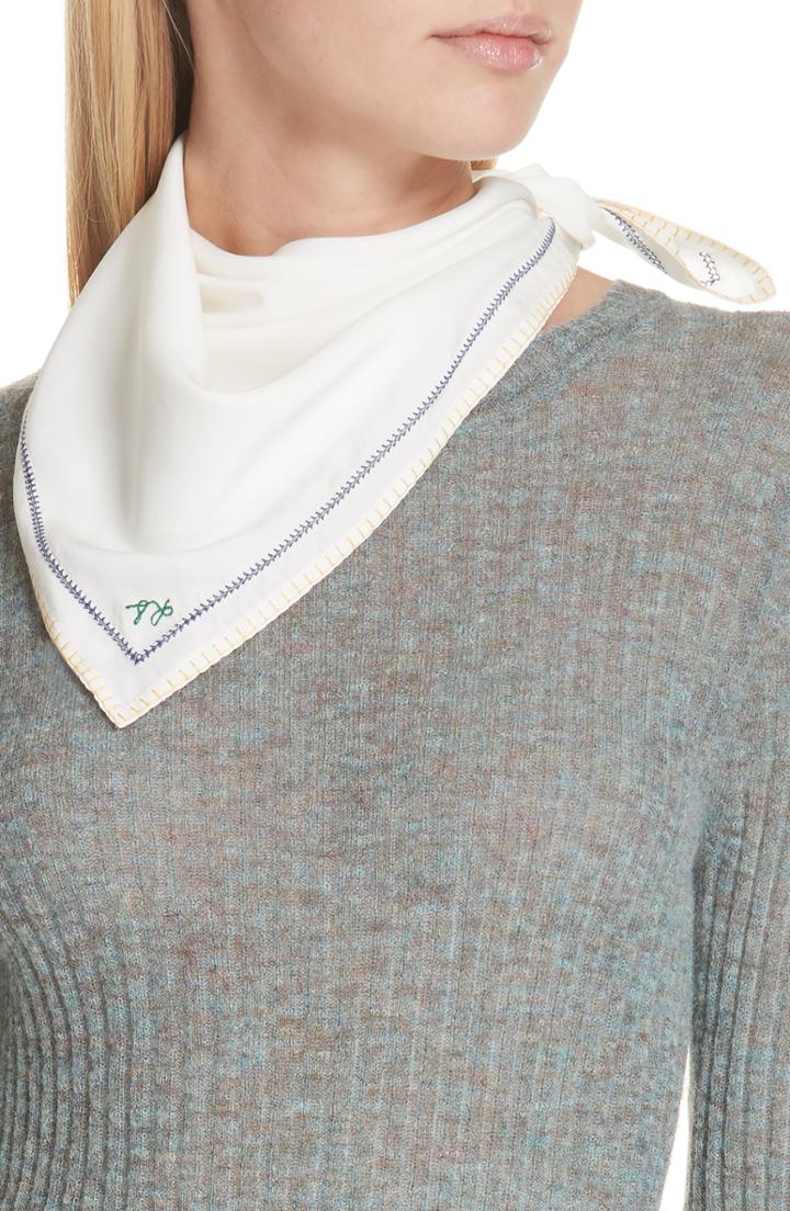 Women's Rag & Bone Lina Embroidered Silk Scarf, Size - Grey