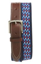 Men's Vineyard Vines Whale Print Canvas Belt - Deep Bay