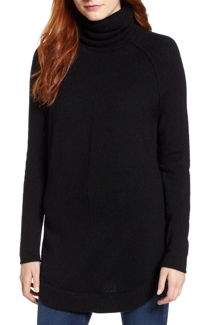 Women's Caslon Turtleneck Tunic Top - Black