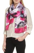 Women's Ted Baker London Neon Poppy Long Silk Scarf, Size - Pink