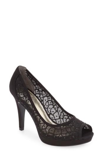 Women's Adrianna Papell 'foxy' Crystal Embellished Peeptoe Pump .5 M - Black