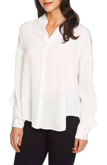 Women's 1.state Ruffle Slit Back Blouse - Ivory