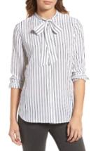 Women's Ag Claire Stripe Silk Shirt - White