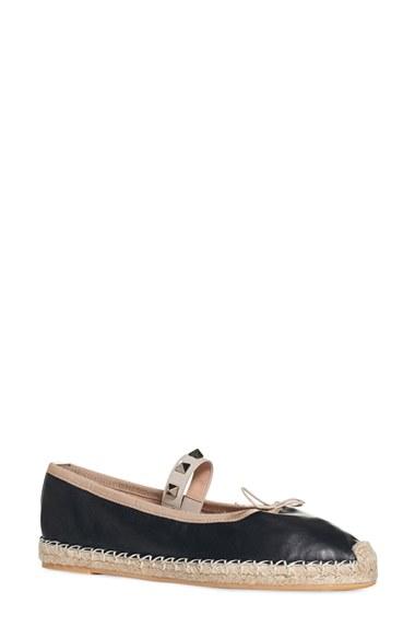 Women's Valentino 'rockstud' Espadrille Ballet Flat