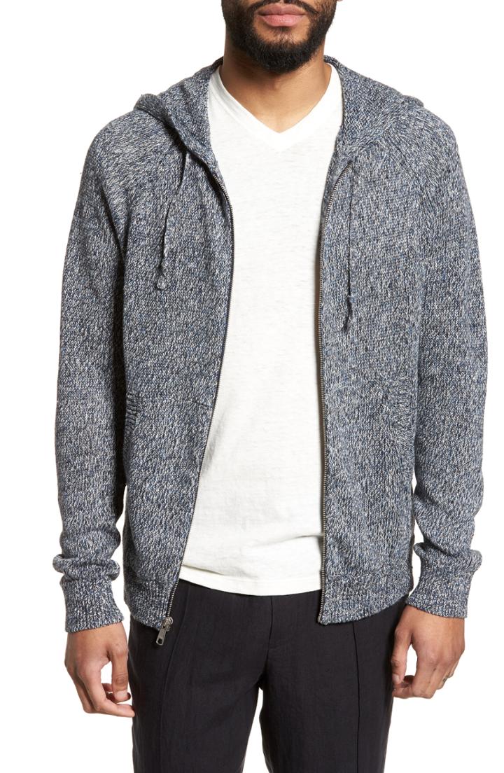 Men's Vince Slim Fit Marled Linen Zip Hoodie