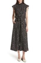 Women's Rebecca Taylor Floral Vine Silk Jumpsuit - Black