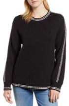 Women's Velvet By Graham & Spencer Stripe Sleeve Cotton Blend Sweater