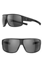 Women's Adidas Horizor 67mm Polarized Wraparound Sport Sunglasses - Matte Coal/ Grey