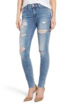 Women's 7 For All Mankind Ripped High Waist Skinny Jeans - Blue