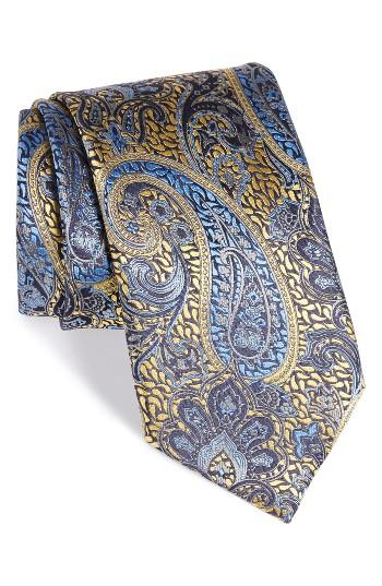 Men's Ermenegildo Zegna Paisley Silk Tie, Size X-long - Yellow
