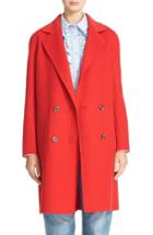 Women's Tibi Reversible Double Face Wool & Angora Long Coat - Red
