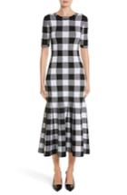Women's Oscar De La Renta Buffalo Check Knit Flare Hem Dress - Black