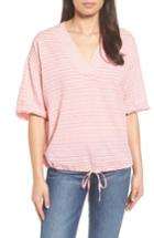 Women's Caslon Tie Waist Stripe Seersucker Top - Coral