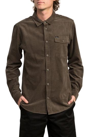 Men's Rvca Le Fleur Woven Shirt - Brown