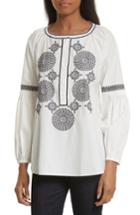 Women's Tory Burch Aubrey Embroidered Peasant Top - Ivory