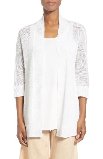 Women's Eileen Fisher Organic Linen Kimono Cardigan, Size - White
