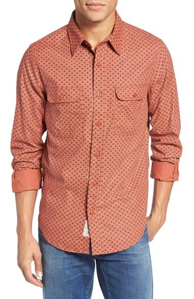 Men's Schott Nyc Print Sport Shirt - Brown