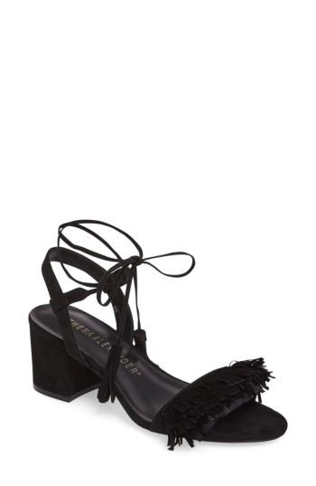 Women's Athena Alexander Fringed Ankle Wrap Sandal M - Black