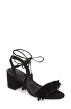 Women's Athena Alexander Fringed Ankle Wrap Sandal M - Black