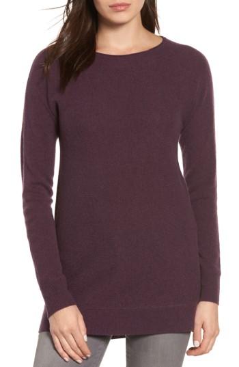 Women's Halogen High/low Wool & Cashmere Tunic Sweater - Purple