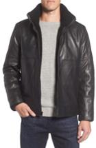 Men's Andrew Marc Trail Master Leather Jacket With Faux Shearling Lining - Black