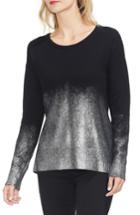 Women's Vince Camuto Long Sleeve Foiled Ombre Sweater, Size - Black