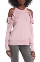 Women's Bp. Ruffle Cold Shoulder Pullover, Size - Pink