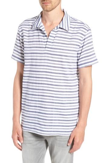 Men's Bonobos Beach Slim Fit Stripe Cotton & Linen Shirt R - White