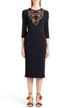 Women's Dolce & Gabbana Lace Inset Sheath Dress Us / 46 It - Black