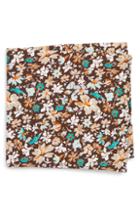 Men's Eton Floral Cotton & Silk Pocket Square, Size - Brown