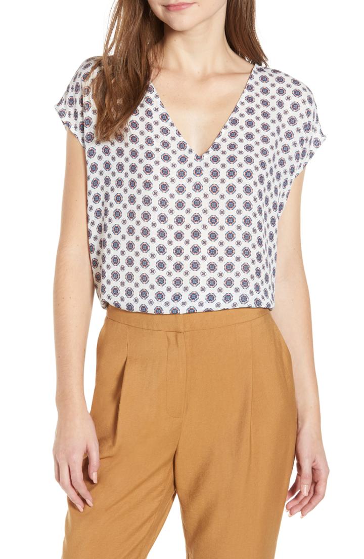 Women's Leith V-neck High/low Top, Size - Ivory