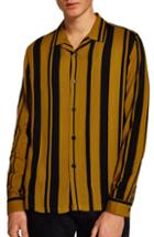 Men's Topman Tapenade Stripe Shirt, Size - Yellow