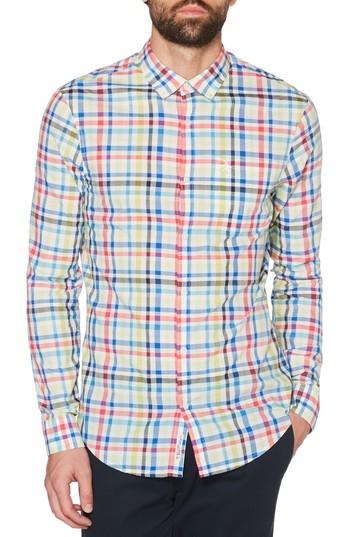 Men's Original Penguin P55 Plaid Woven Shirt - Blue
