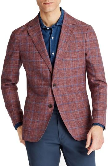 Men's Bonobos Capstone Slim Fit Windowpane Wool Blend Sport Coat S - Red