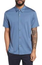Men's Theory Incisive Silk & Cotton Short Sleeve Sport Shirt, Size - Blue