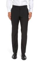 Men's Boss Genesis Flat Front Wool Trousers - Black