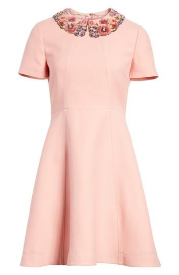 Women's Valentino Embellished Collar A-line Dress