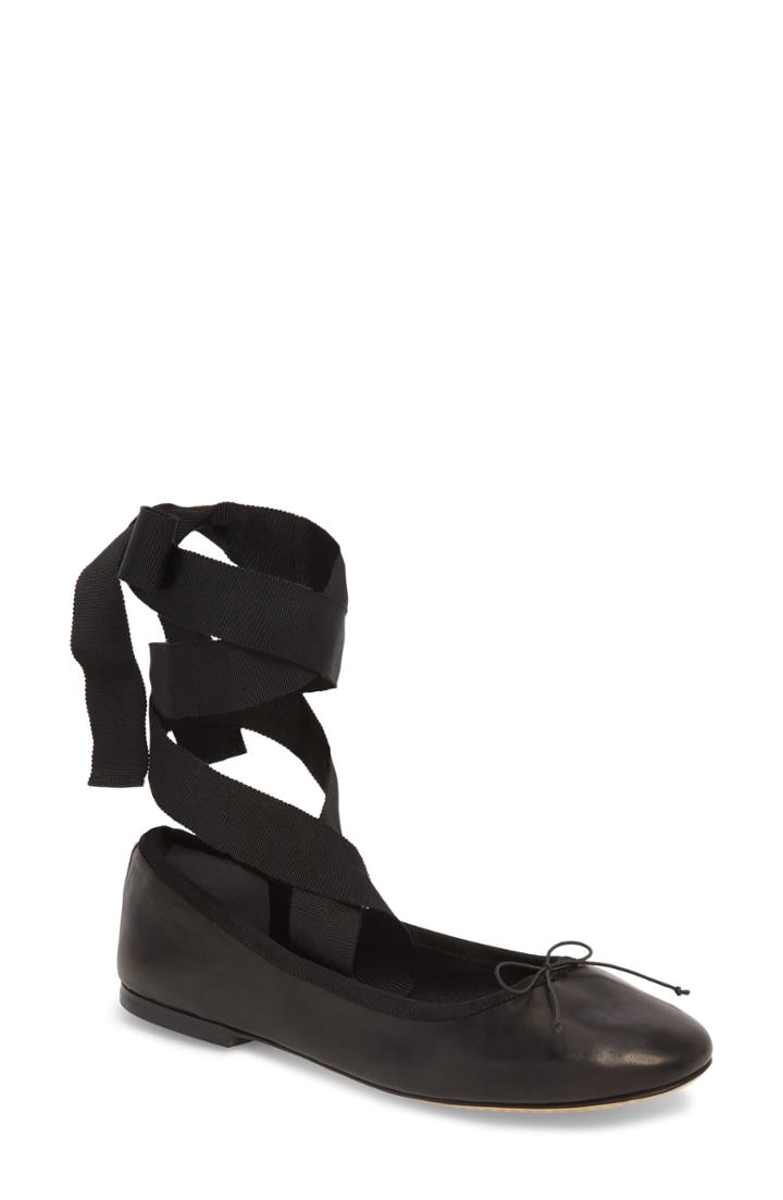 Women's Tory Burch Elodie Lace-up Ballet Flat M - Black