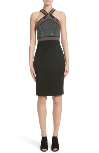 Women's Versace Rhinestone Halter Dress Us / 42 It - Black