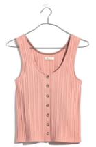 Women's Madewell Ribbed Button Front Tank, Size - Pink