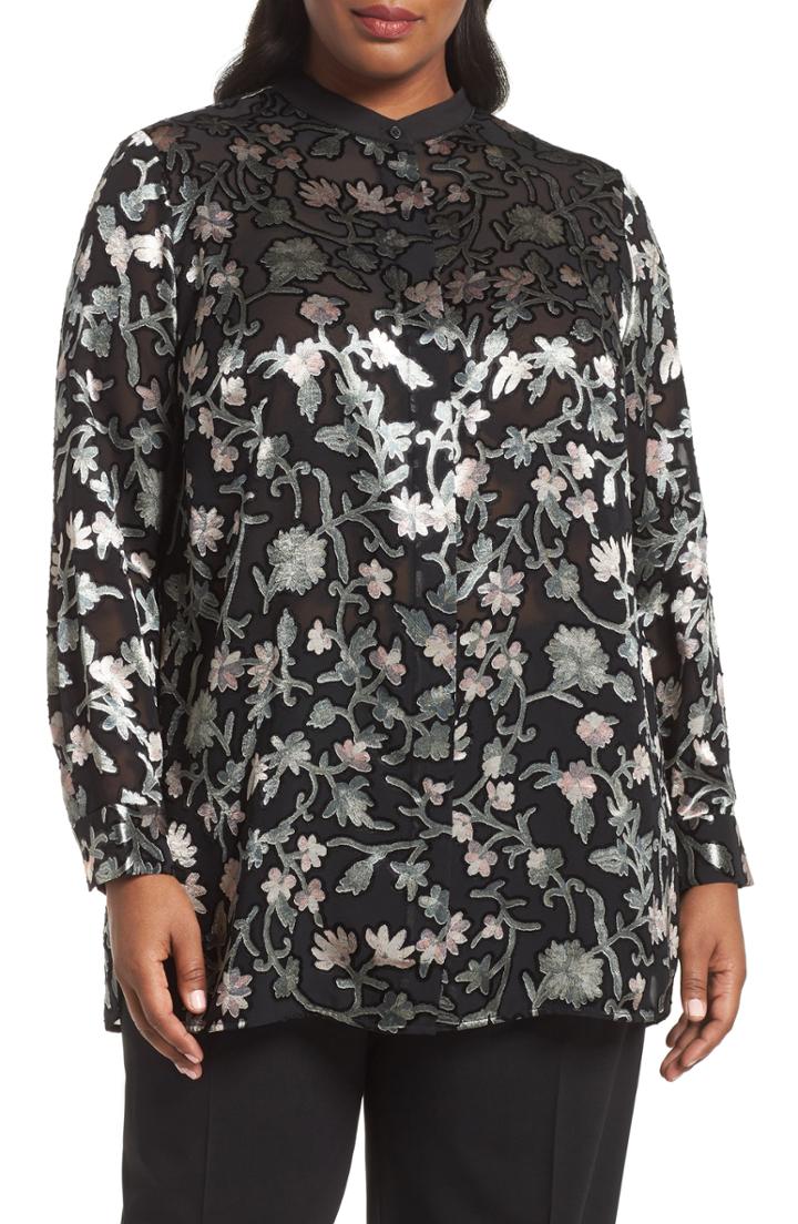 Women's Lafayette 148 Brayden Felicity Burnout Velvet Blouse