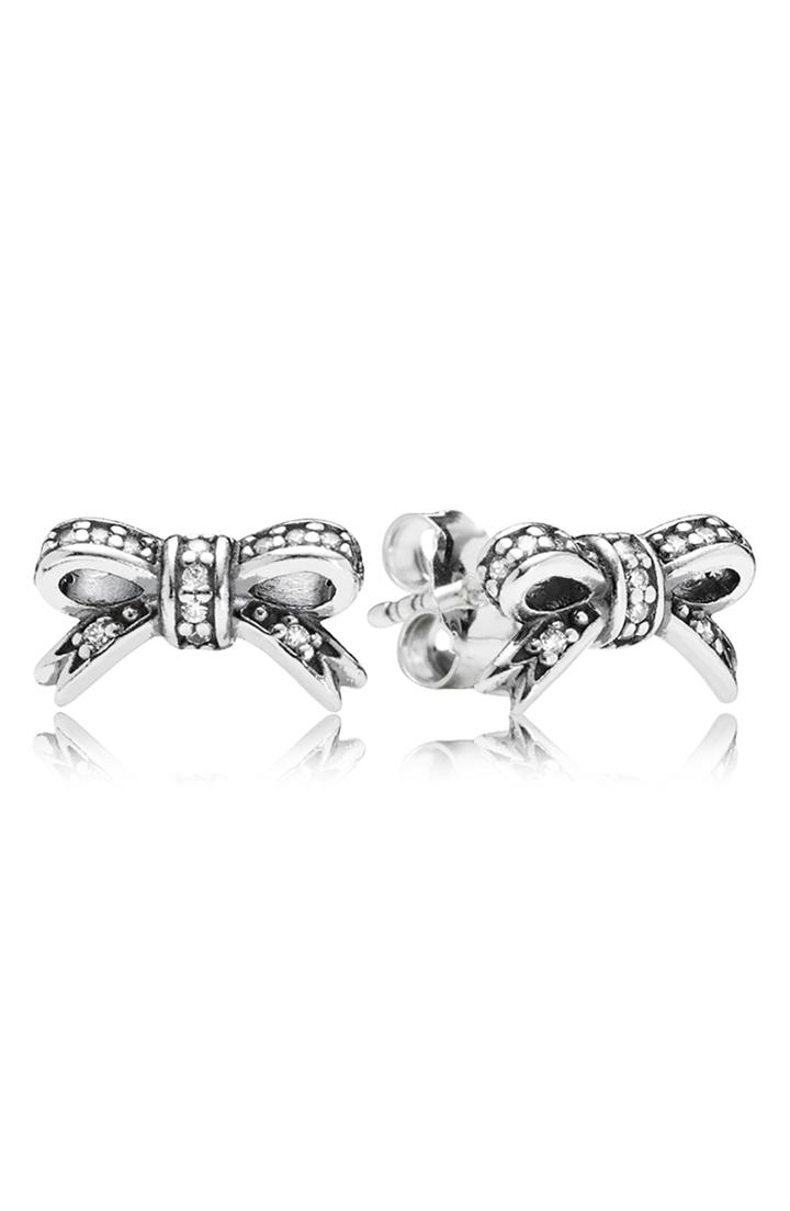 Women's Pandora Sparkling Bow Stud Earrings
