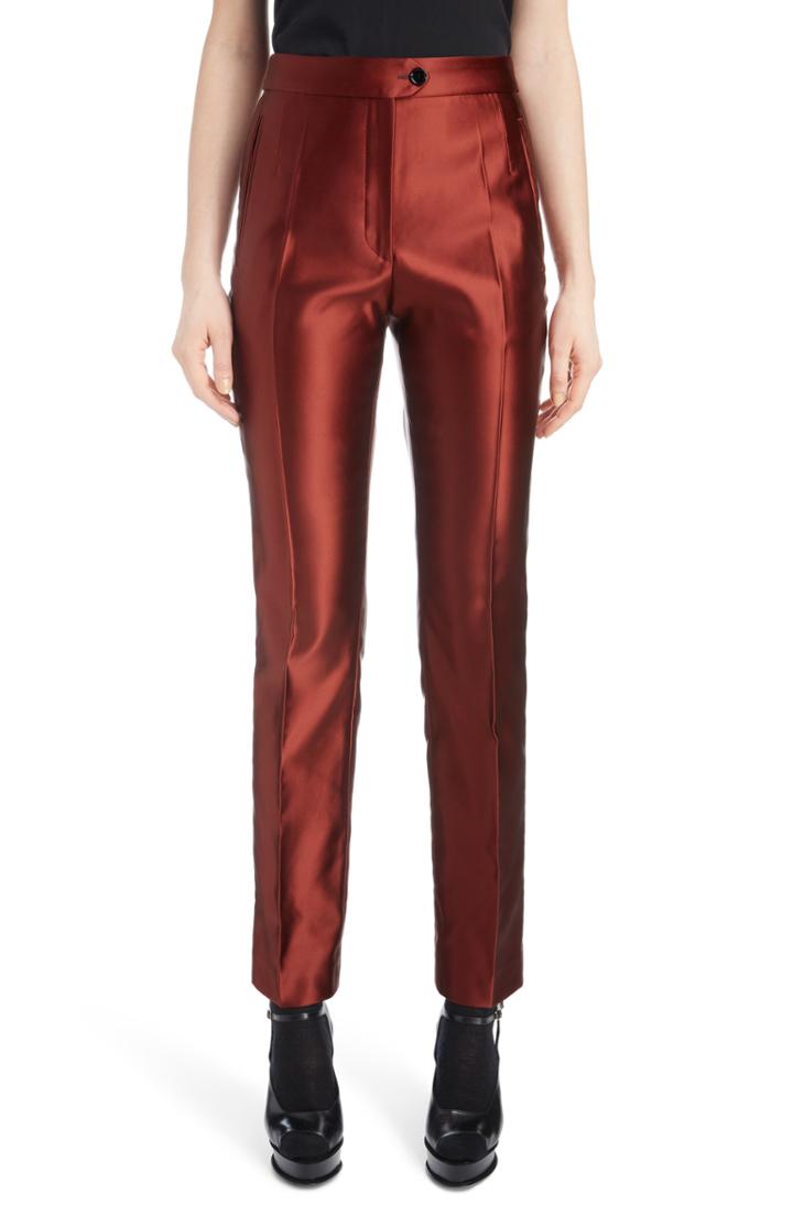 Women's Dries Van Noten Slim Satin Crop Pants Us / 38 Fr - Brown