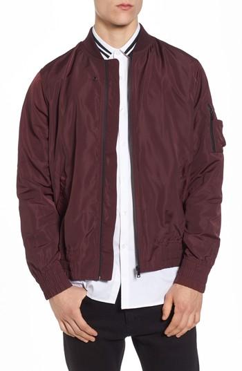 Men's Topman Elton Bomber Jacket - Burgundy