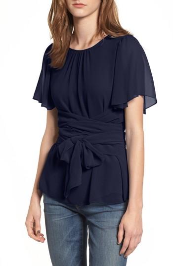 Women's 1.state Tie Waist Blouse - Blue