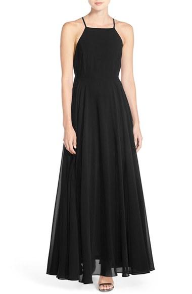 Women's Lulus Square Neck Halter Gown