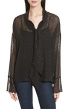 Women's Theory Metallic Silk Scarf Shirt, Size - Black