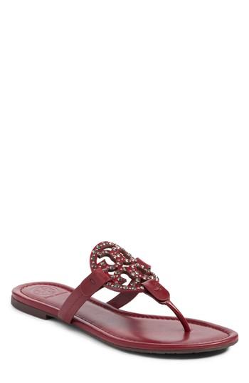 Women's Tory Burch Miller Embellished Sandal .5 M - Burgundy