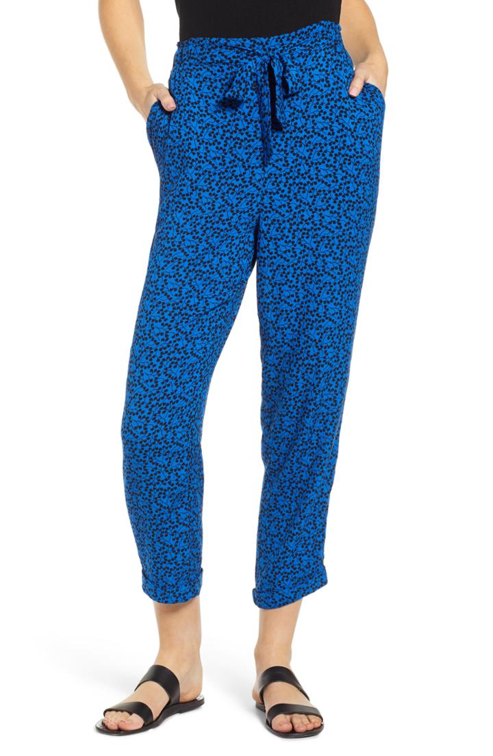 Women's Band Of Gypsies Barbados Tie Waist Pants - Blue